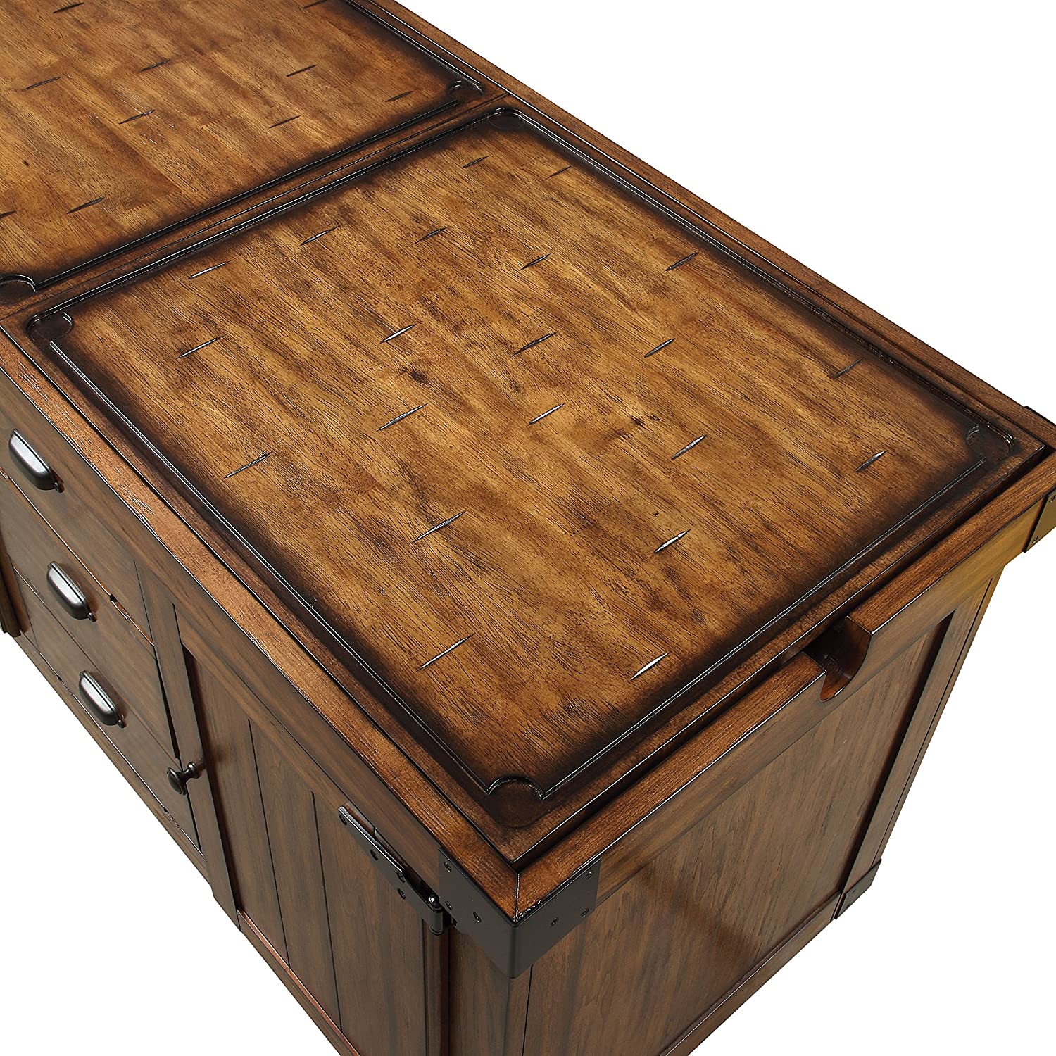 Rustic Farmhouse Warm Tobacco Rolling Kitchen Cart HomeRoots