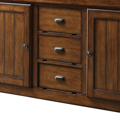 Rustic Farmhouse Warm Tobacco Rolling Kitchen Cart HomeRoots