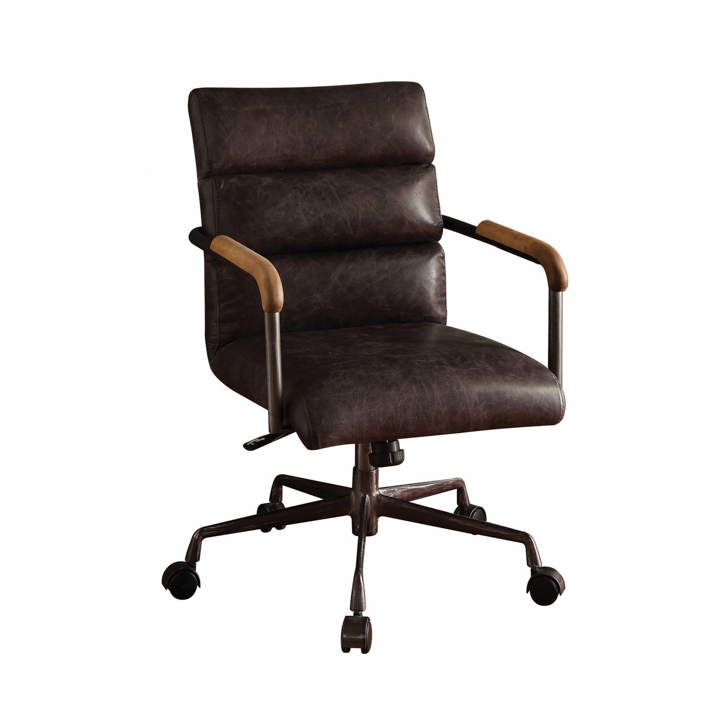 Black and Dark Brown Adjustable Swivel Leather Rolling Executive Office Chair