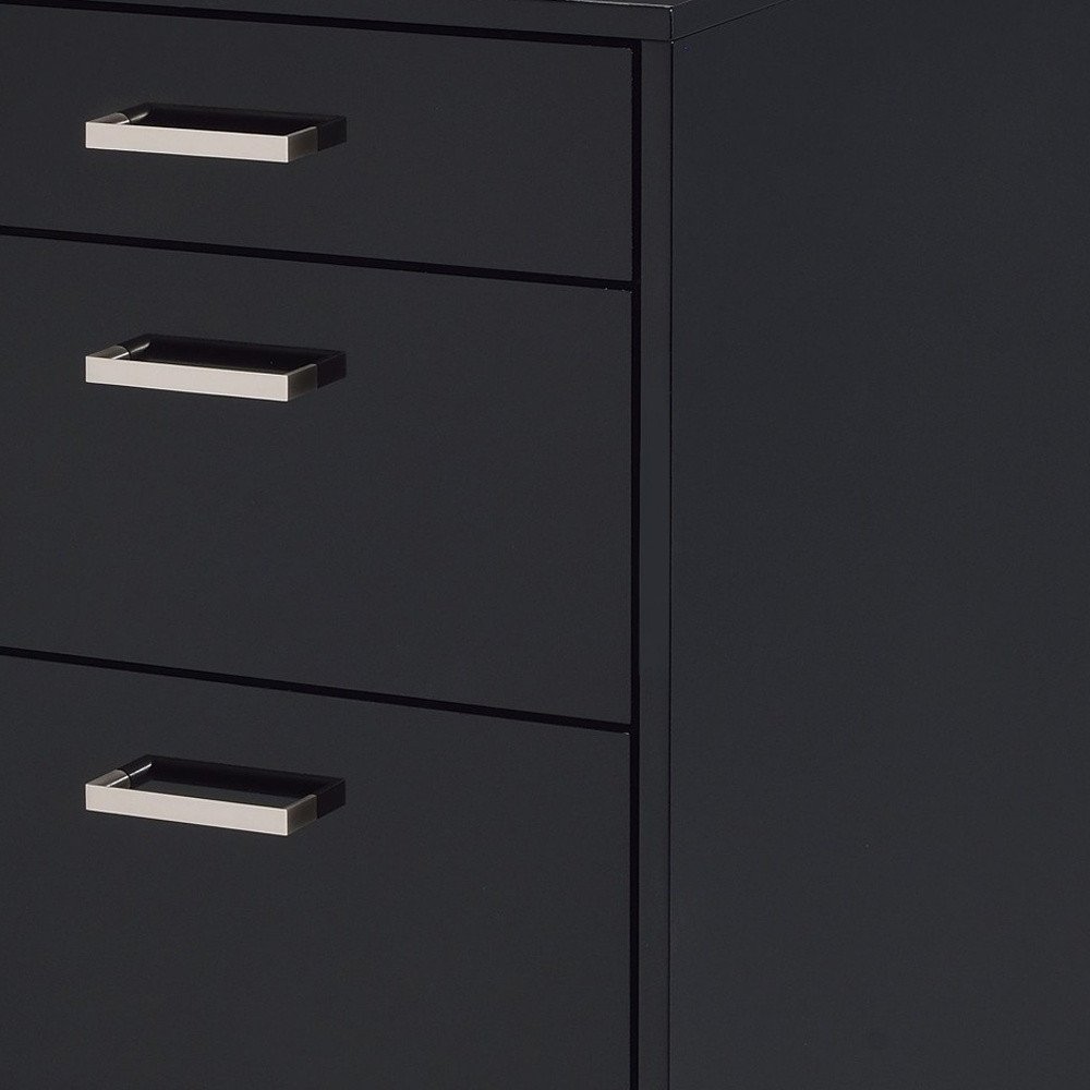 28" Black Wood And Metal Three Drawers Filing Cabinet HomeRoots