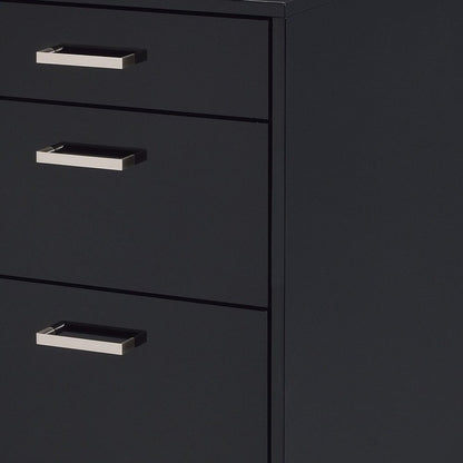 28" Black Wood And Metal Three Drawers Filing Cabinet HomeRoots
