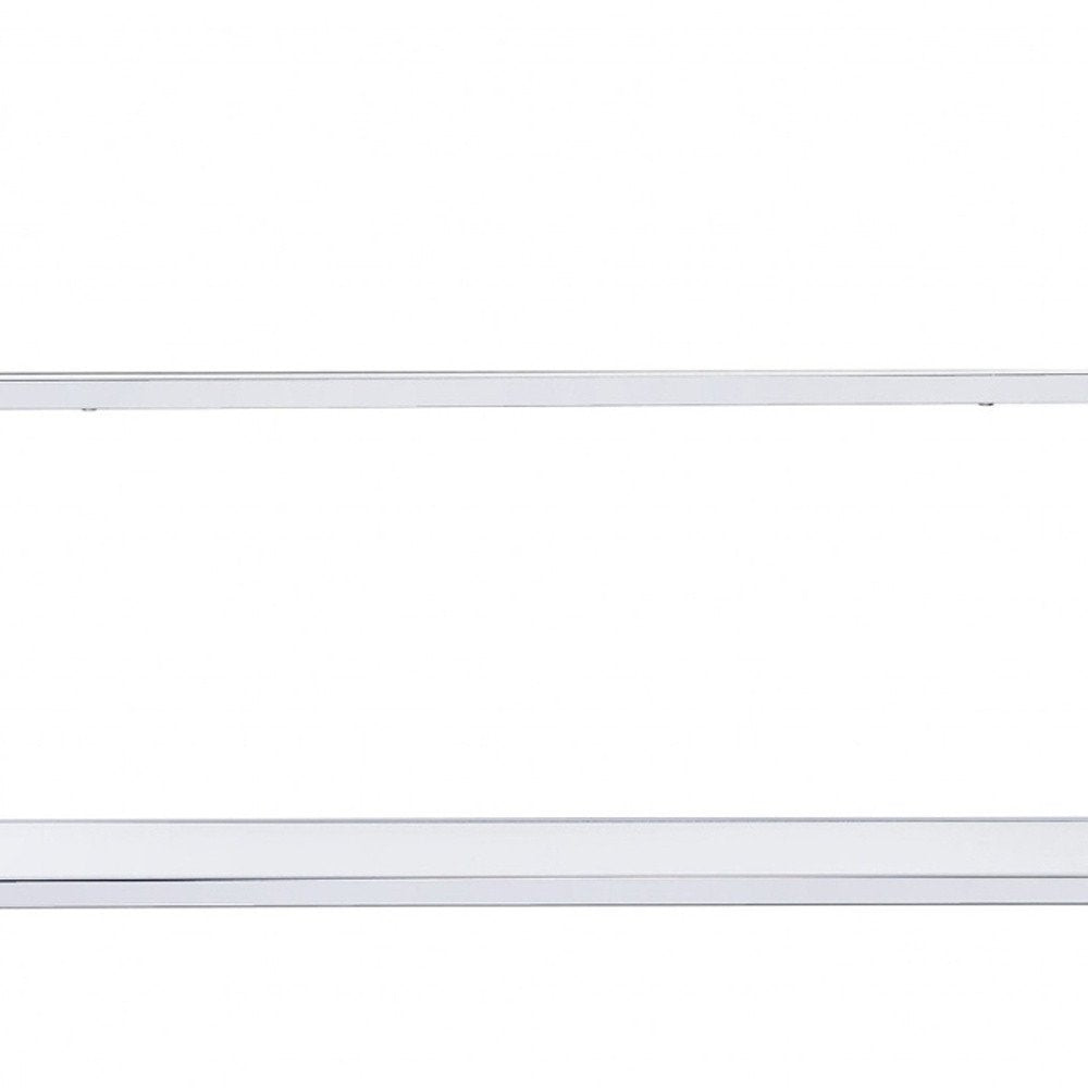 White And Silver Metal and Glass Five Tier Ladder Bookcase HomeRoots