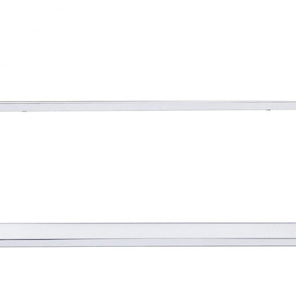 White And Silver Metal and Glass Five Tier Ladder Bookcase HomeRoots