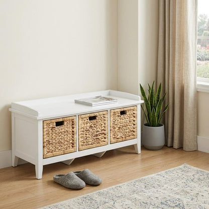 43" Teal Blue Solid Wood Storage Bench with Drawers HomeRoots
