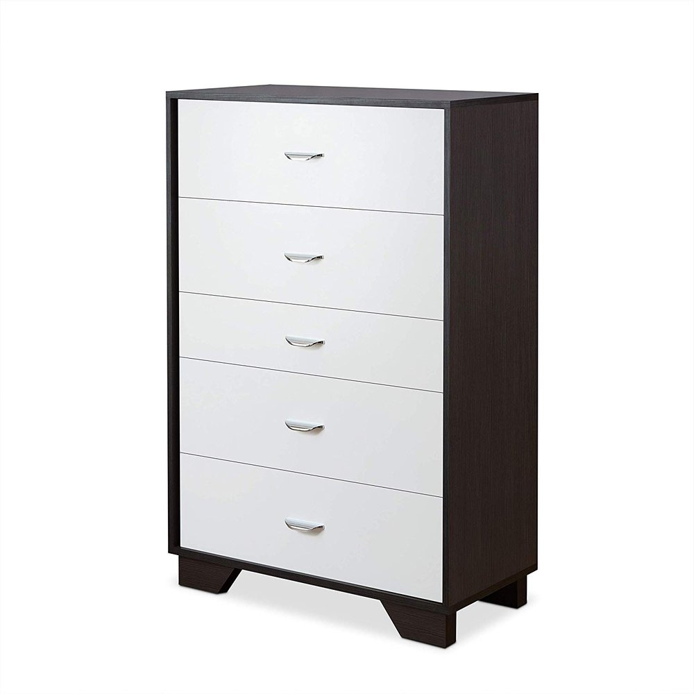 32" Brown and White Five Drawer Standard Chest — view 1