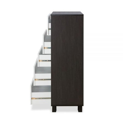 32" Brown and White Five Drawer Standard Chest HomeRoots