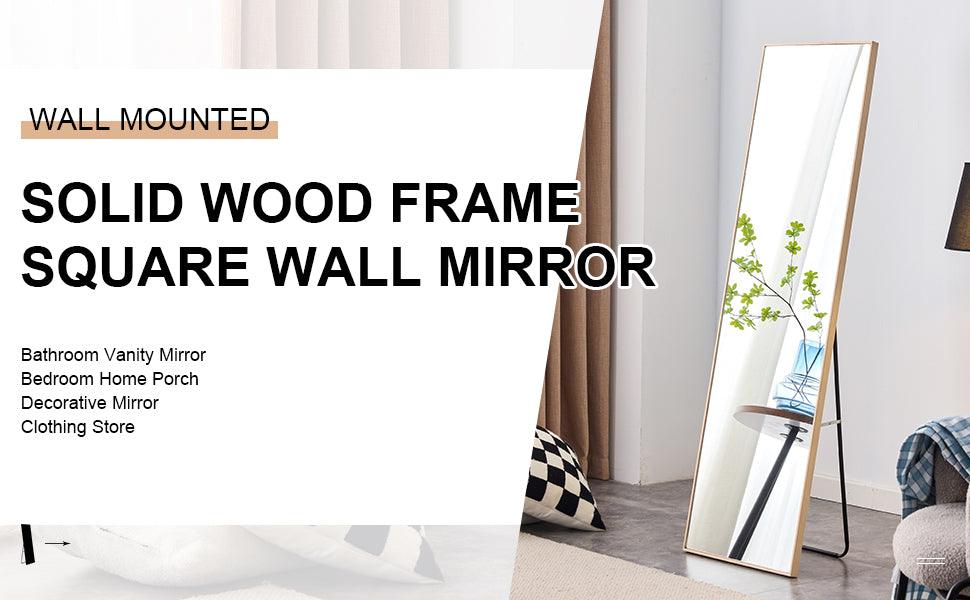 The3rd generation packaging upgrade includes a light oak solid wood frame full length mirror dressing mirror - FurniFindUSA