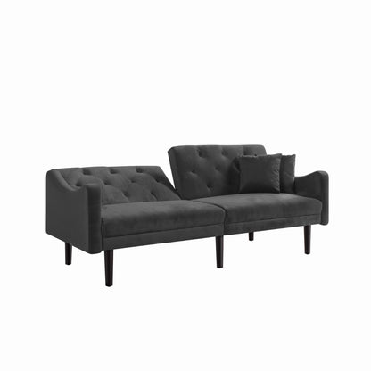 FUTON SOFA SLEEPER VELVET WITH 2 PILLOWS - FurniFindUSA