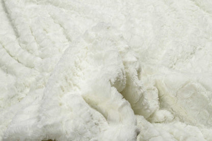 70" X 50" Ivory Faux Fur Plush Throw Blanket HomeRoots