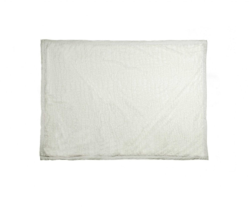 70" X 50" Ivory Faux Fur Plush Throw Blanket HomeRoots