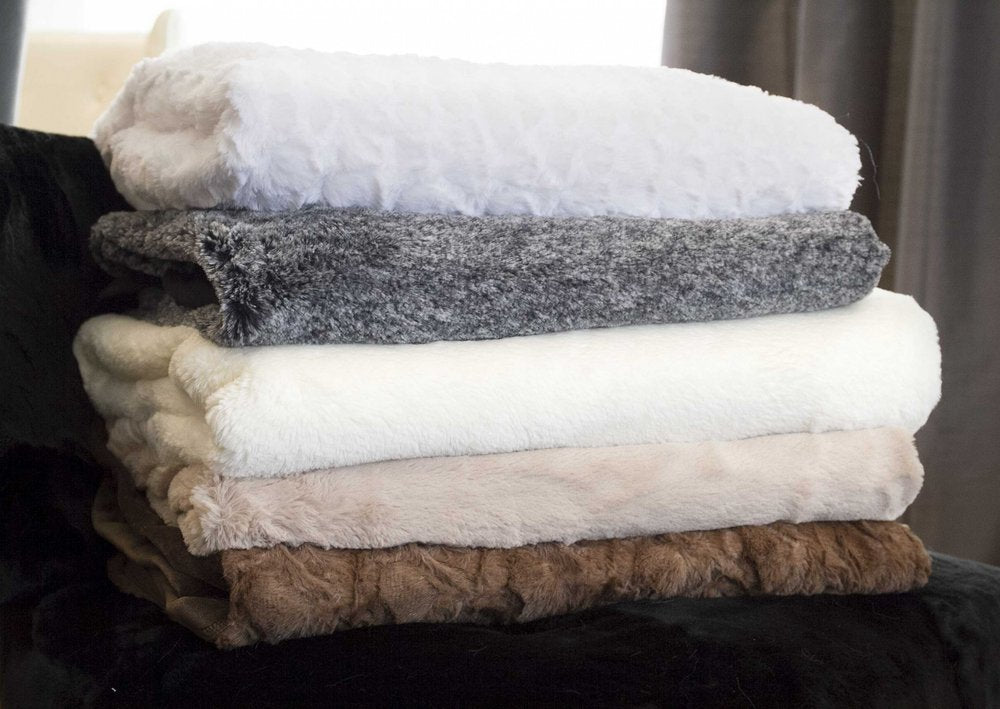 70" X 50" Ivory Faux Fur Plush Throw Blanket HomeRoots