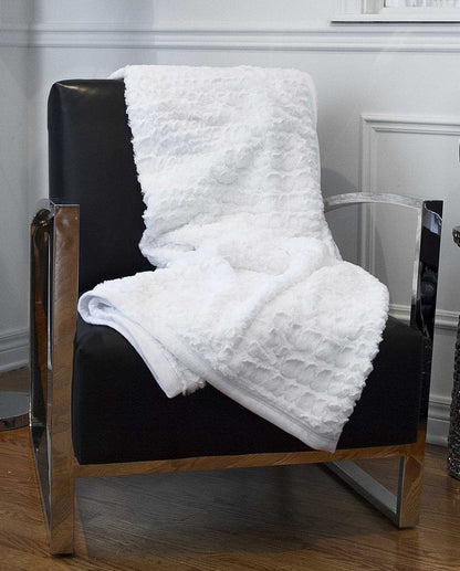 70" X 50" Ivory Faux Fur Plush Throw Blanket HomeRoots