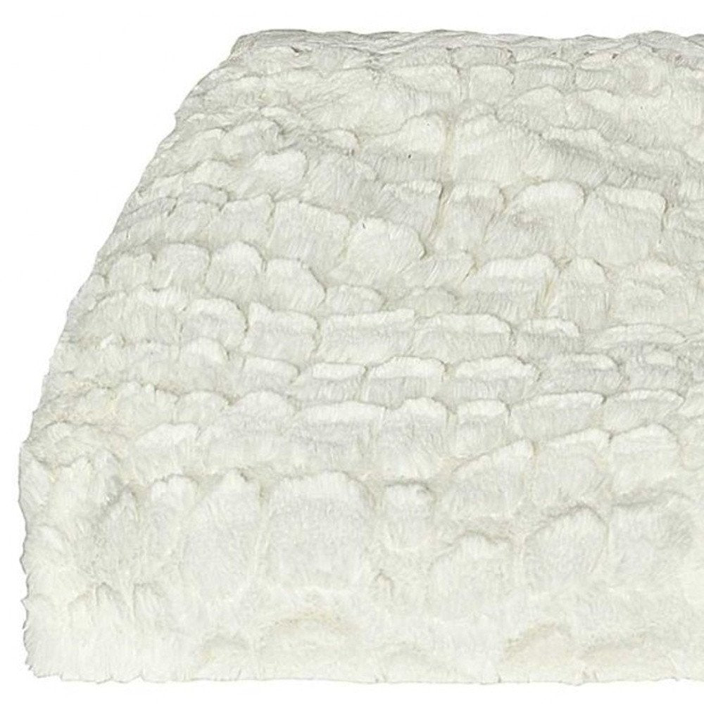 70" X 50" Ivory Faux Fur Plush Throw Blanket HomeRoots