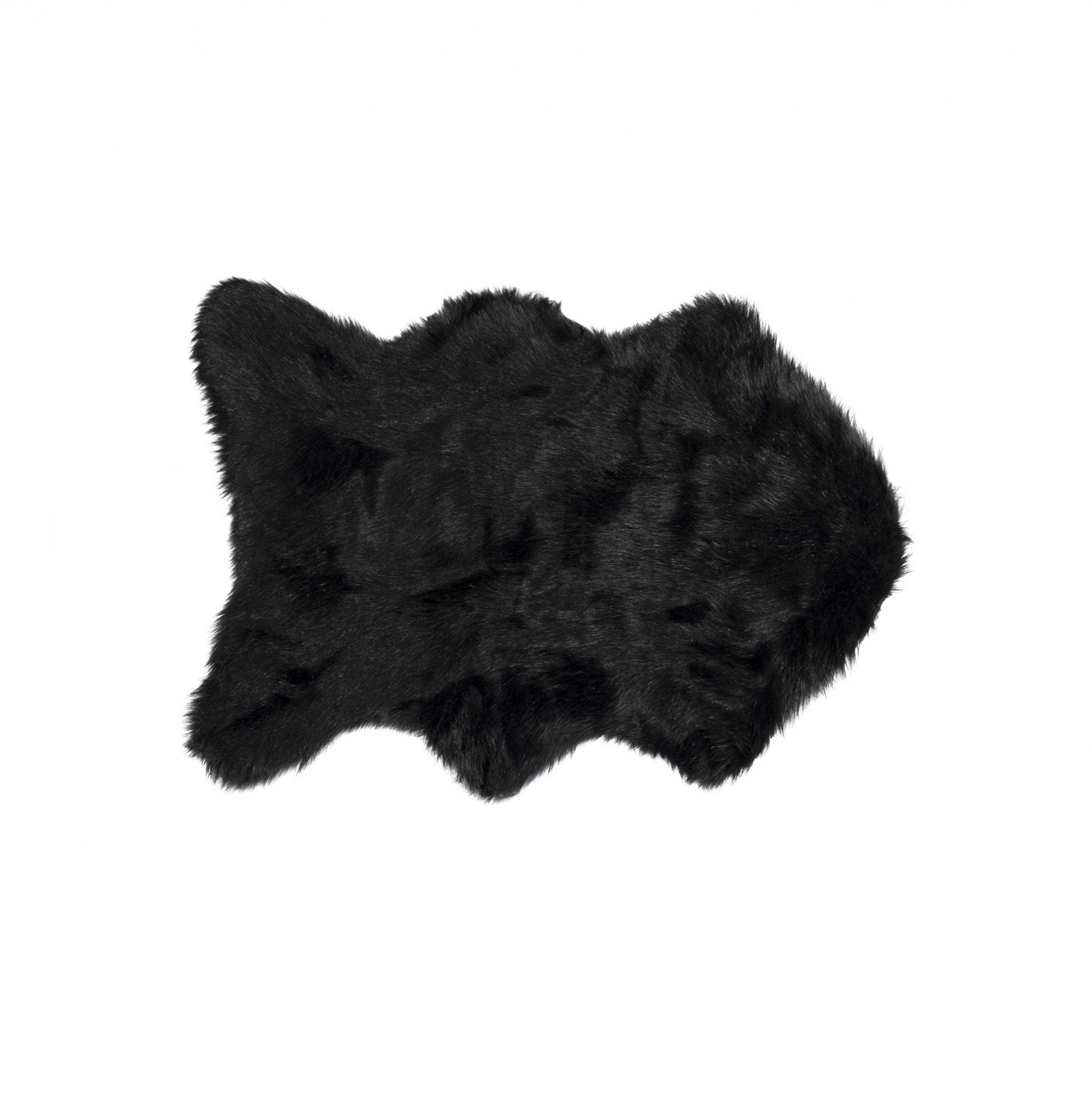 2' X 3' Black Faux Sheepskin Animal Print Washable Area Rug - Image 2