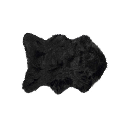 2' X 3' Black Faux Sheepskin Animal Print Washable Area Rug - Image 2