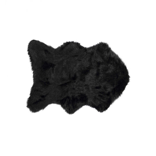 2' X 3' Black Faux Sheepskin Animal Print Washable Area Rug - Image 2