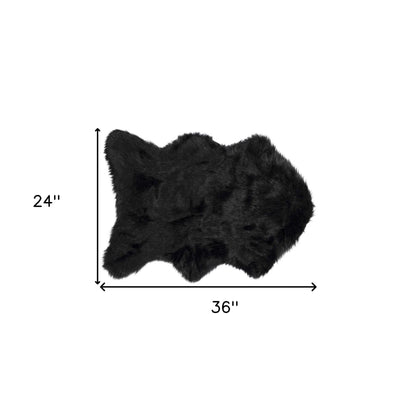 2' X 3' Black Faux Sheepskin Animal Print Washable Area Rug - 47.24" (L) x 47.24" (W) x 0.24" (H)