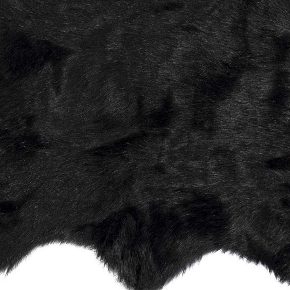 2' X 3' Black Faux Sheepskin Animal Print Washable Area Rug - Image 3
