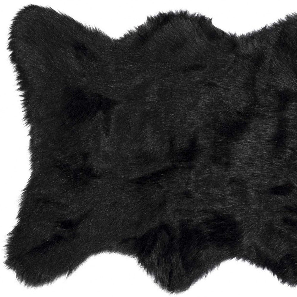 2' X 3' Black Faux Sheepskin Animal Print Washable Area Rug - Image 4