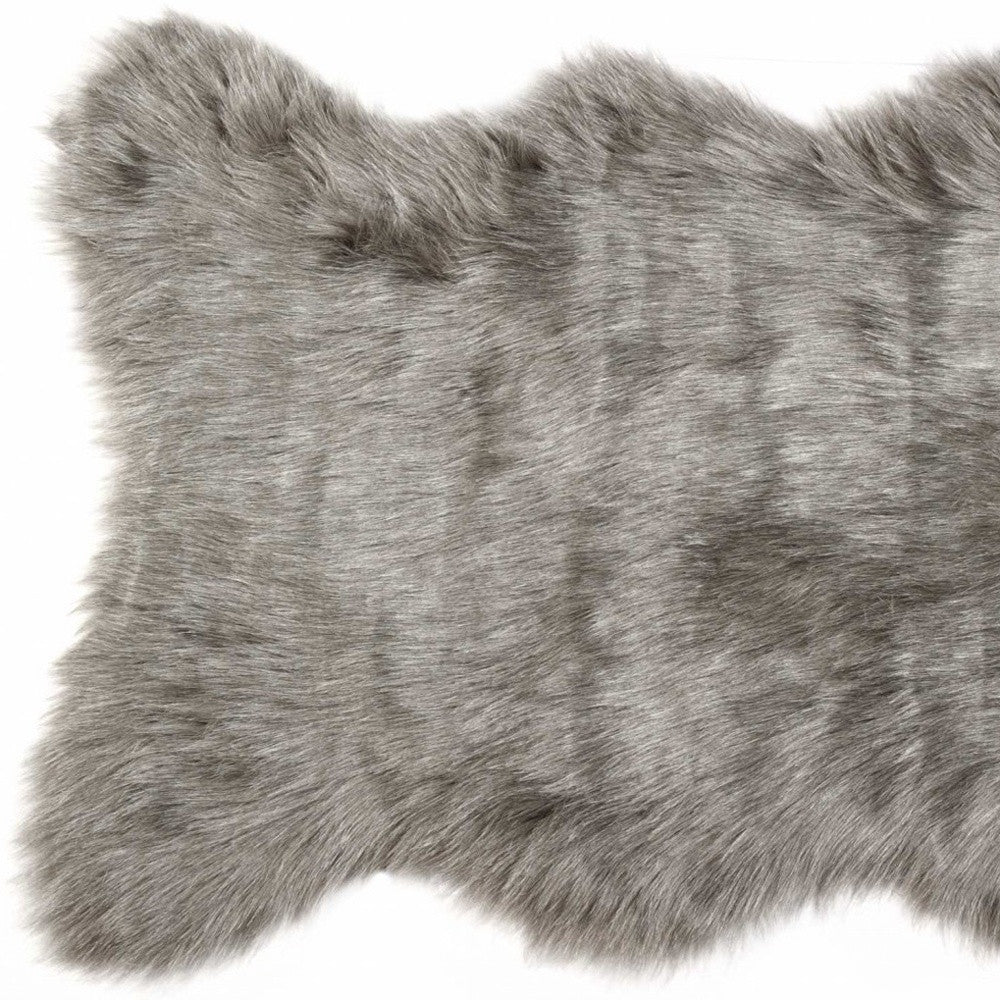 2' X 3' Gray Faux Sheepskin Area Rug - Image 4