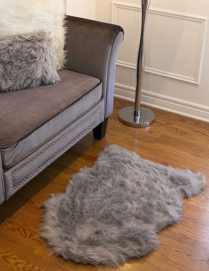 2' X 3' Gray Faux Sheepskin Area Rug - Image 7