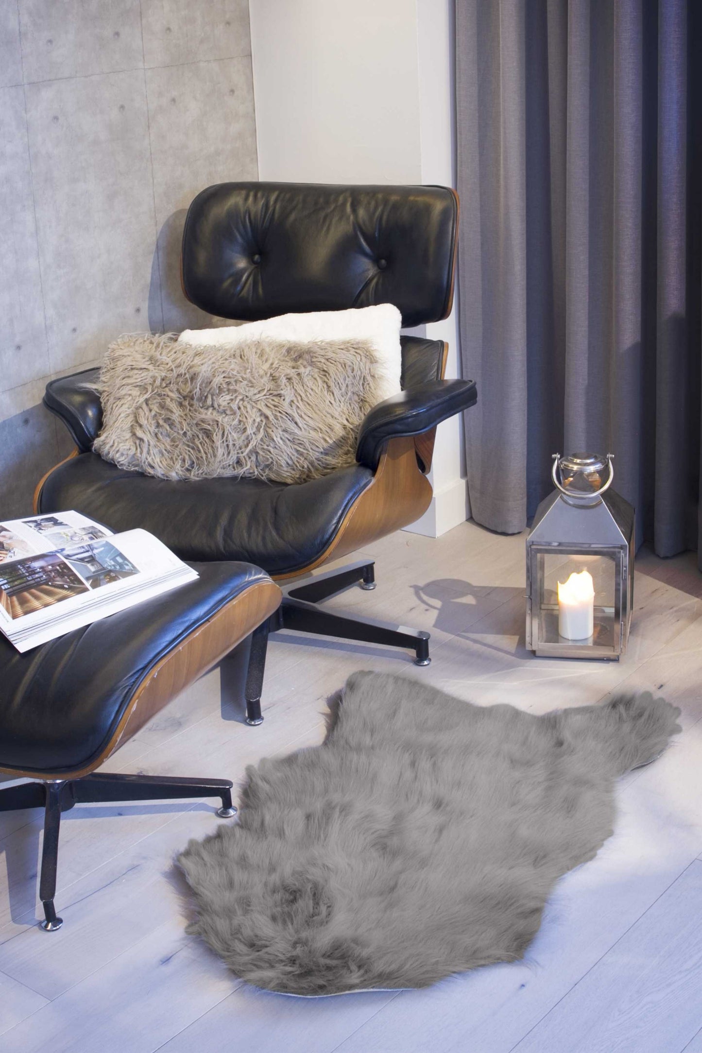 2' X 3' Gray Faux Sheepskin Area Rug - Image 8