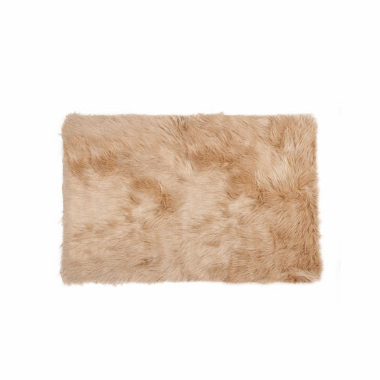 2' X 3' Tan Faux Fur Rectangular Area Rug - Image 2