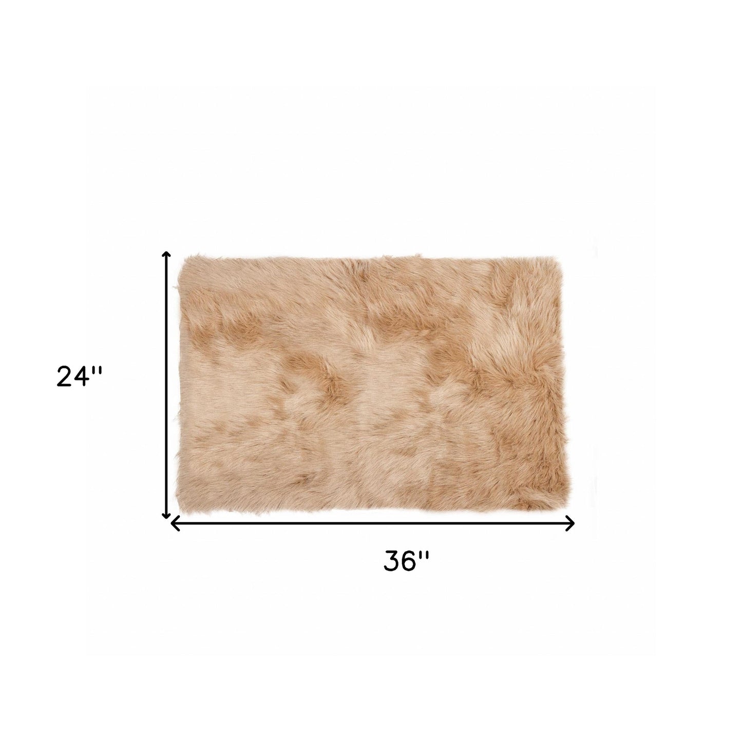 2' X 3' Tan Faux Fur Rectangular Area Rug - Image 8