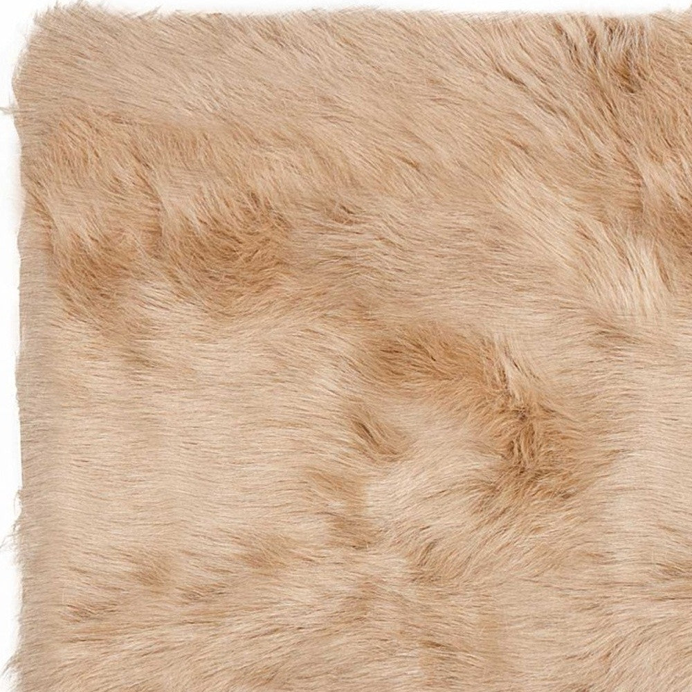 2' X 3' Tan Faux Fur Rectangular Area Rug - Image 4