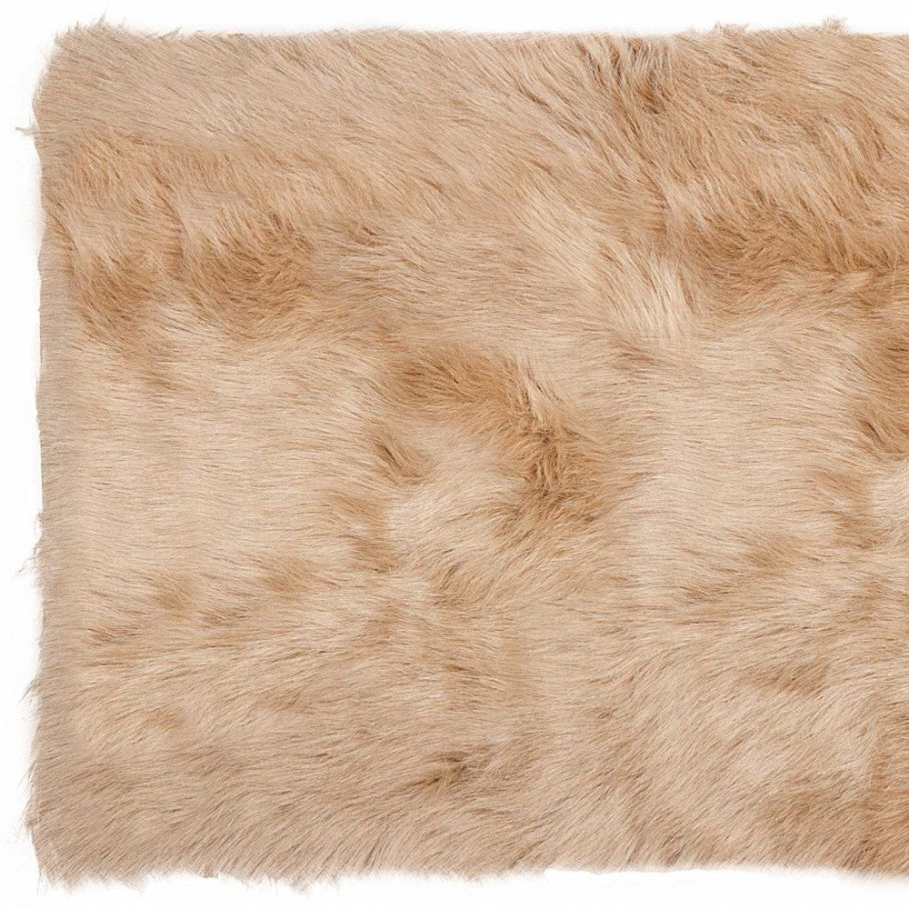 2' X 3' Tan Faux Fur Rectangular Area Rug - Image 5