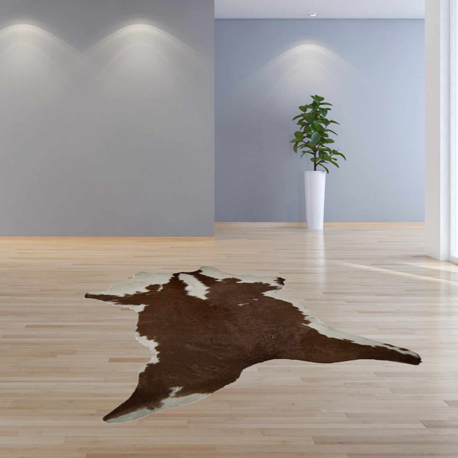 2' X 3' Brown And White Cowhide Cowhide Print Hand Tufted Area Rug - Image 5