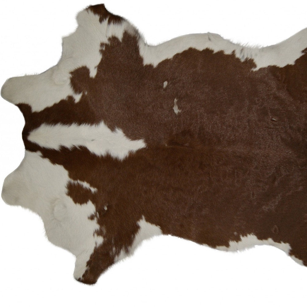 2' X 3' Brown And White Cowhide Cowhide Print Hand Tufted Area Rug - Image 4