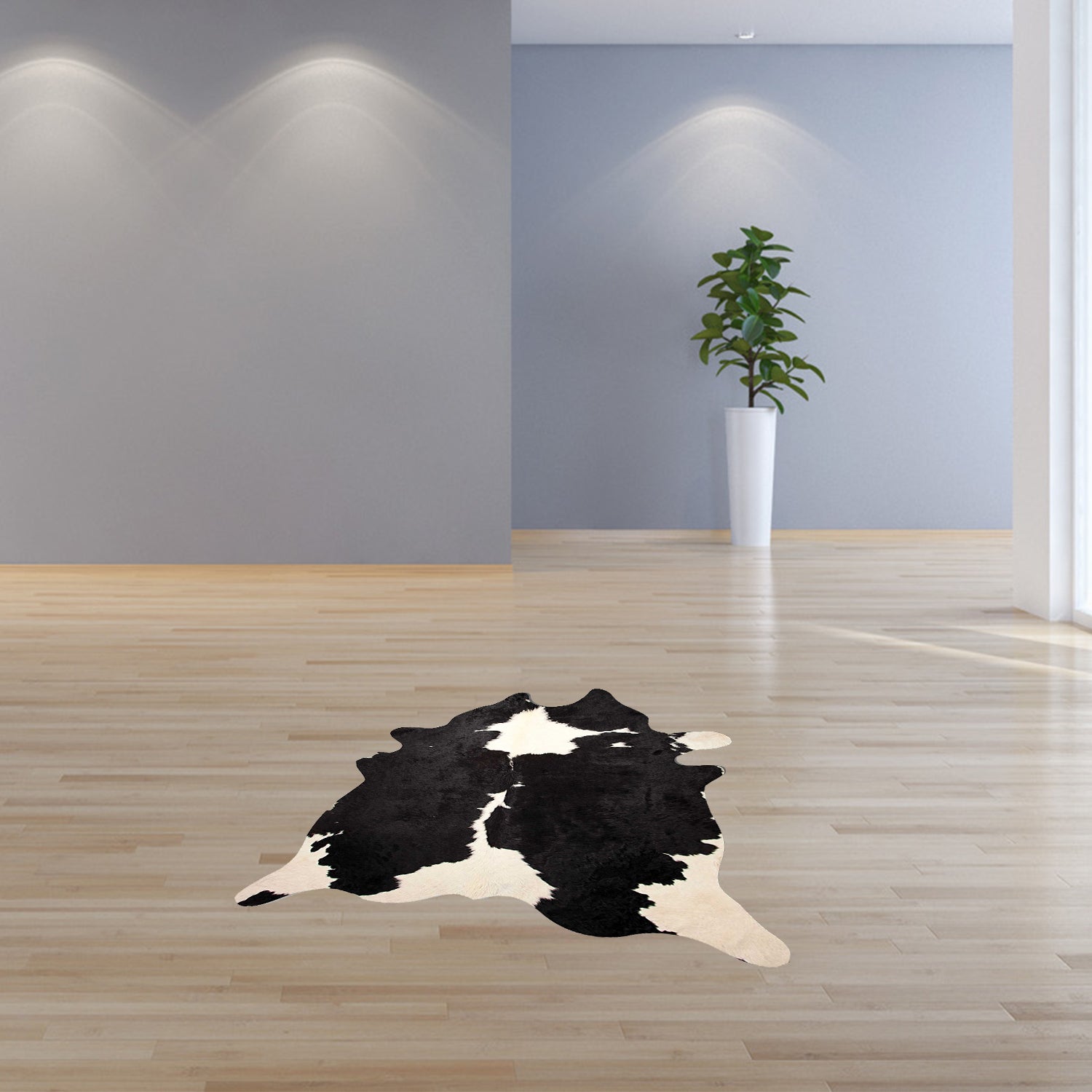 6' X 7' Black And White Cowhide Animal Print Area Rug - Image 6