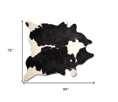 6' X 7' Black And White Cowhide Animal Print Area Rug - Image 7
