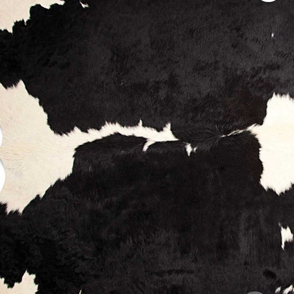 6' X 7' Black And White Cowhide Animal Print Area Rug - Image 3