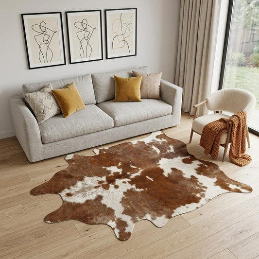 6' X 7' Brown And White Cowhide Handmade Area Rug