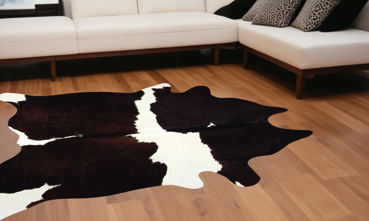 Black And White Cowhide Animal Print Area Rug