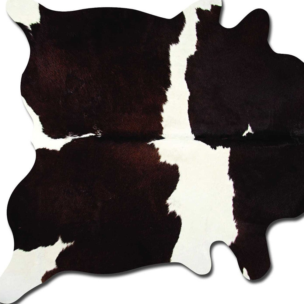 6' X 7' Brown And White Cowhide Cowhide Print Area Rug - Image 5
