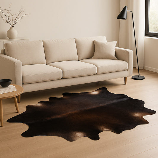 6' X 7' Black And White Cowhide Cowhide Print Area Rug