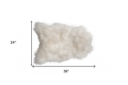 2' X 3' White Natural Wool Long-Haired Sheepskin Area Rug - Image 7