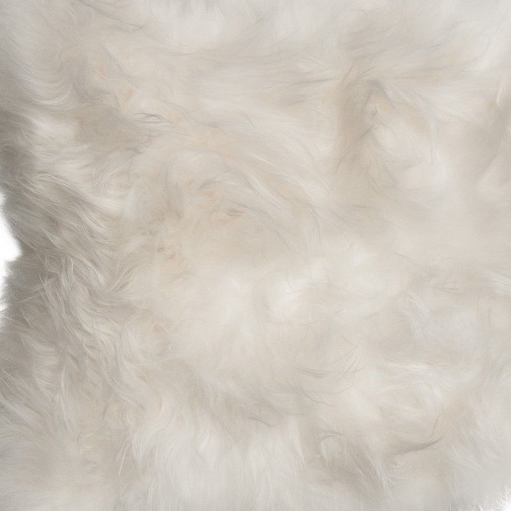 2' X 3' White Natural Wool Long-Haired Sheepskin Area Rug - Image 5