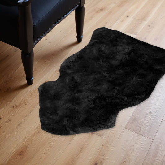 2' X 3' Black Shag Sheepskin Area Rug - 47.24" (L) x 47.24" (W) x 0.43" (H)