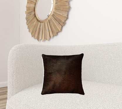 18" X 18" X 5" Chocolate Cowhide  Pillow