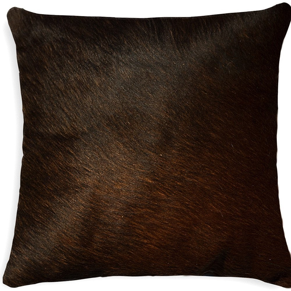 18" Chocolate Cowhide Throw Pillow HomeRoots