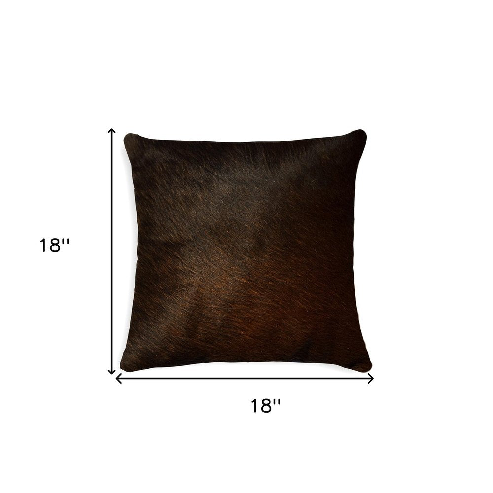 18" Chocolate Cowhide Throw Pillow HomeRoots
