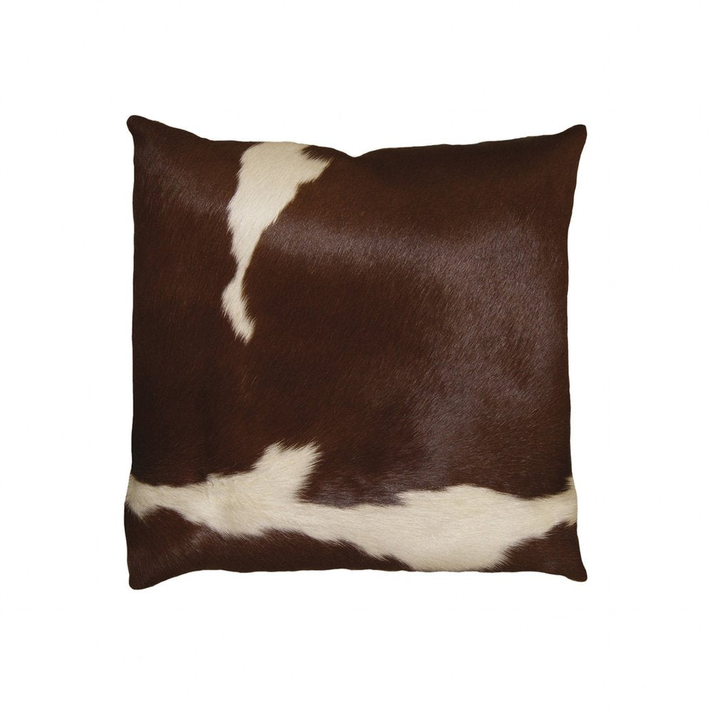 18" X 18" X 5" Brown And White Cowhide  Pillow — view 1