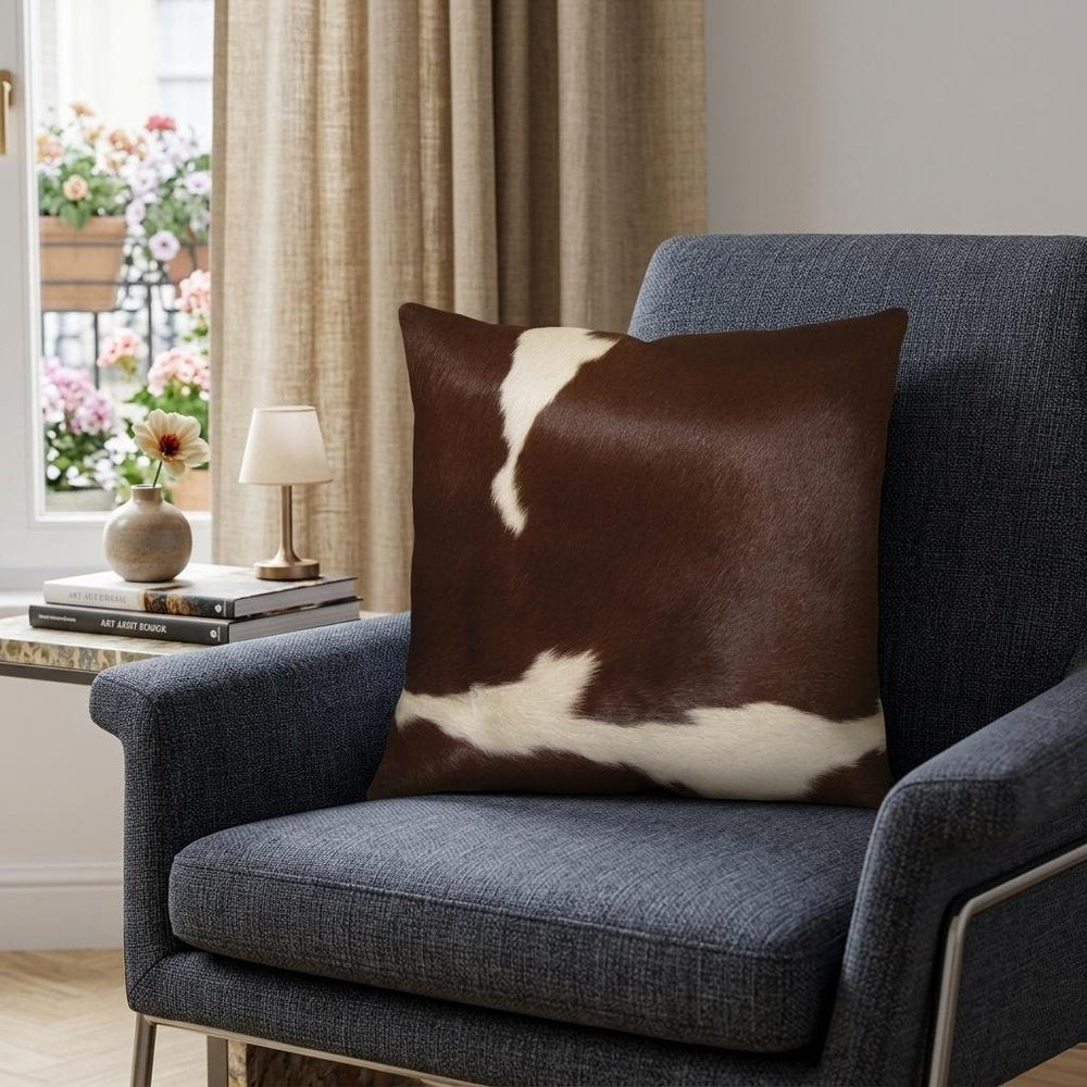 18" X 18" X 5" Brown And White Cowhide  Pillow — view 4