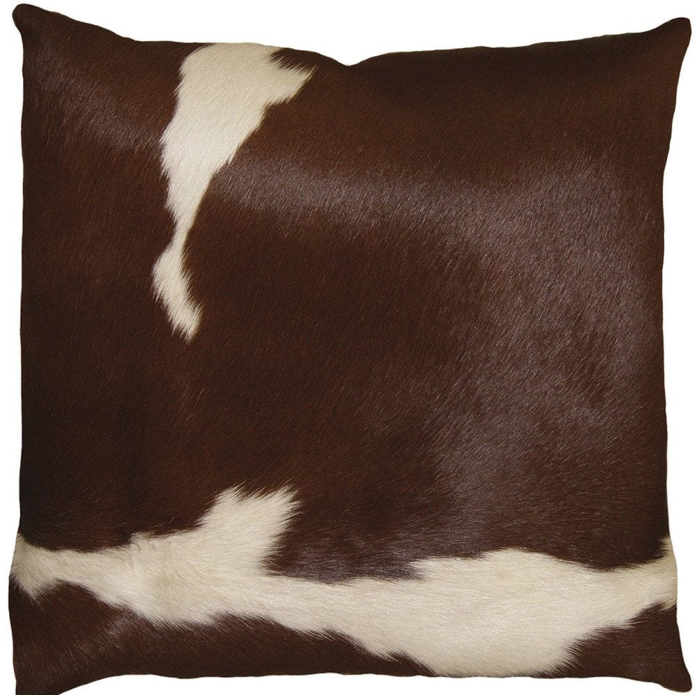 18" X 18" X 5" Brown And White Cowhide  Pillow HomeRoots