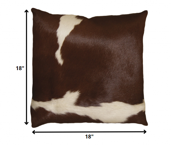 18" X 18" X 5" Chocolate Cowhide  Pillow