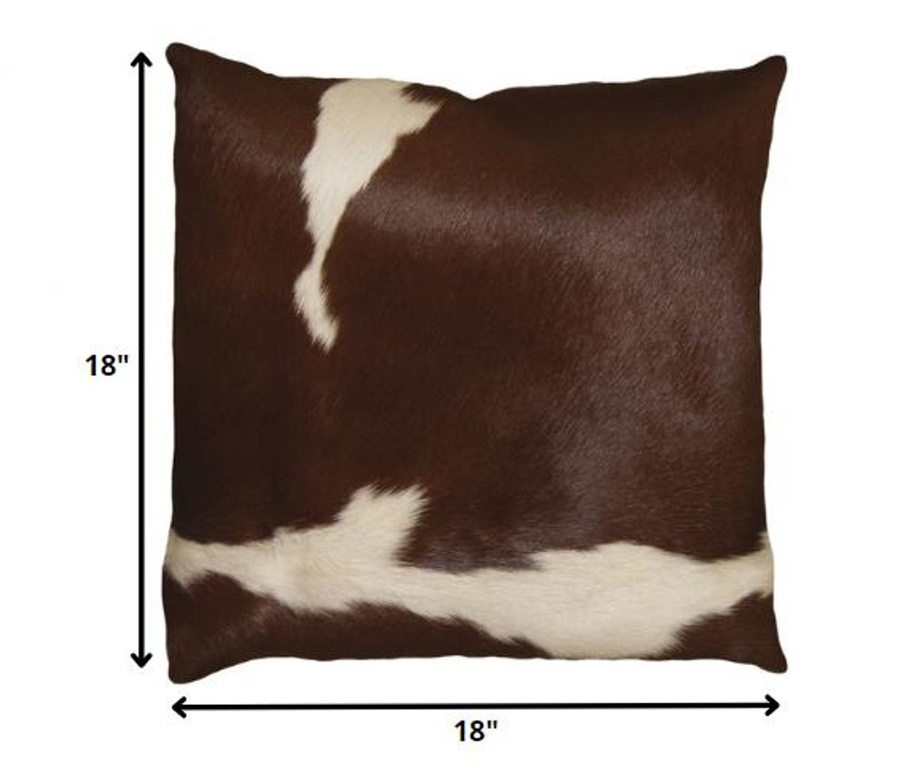 18" X 18" X 5" Brown And White Cowhide  Pillow — view 3